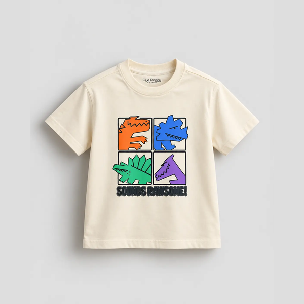 4 Dino | Kids Oversized T-shirt | Offwhite