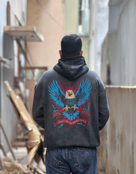 Eagle Blur | Drop Shoulder Hoodie | Elephant Grey