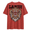 Red oversized t-shirt with a bali print on the back 