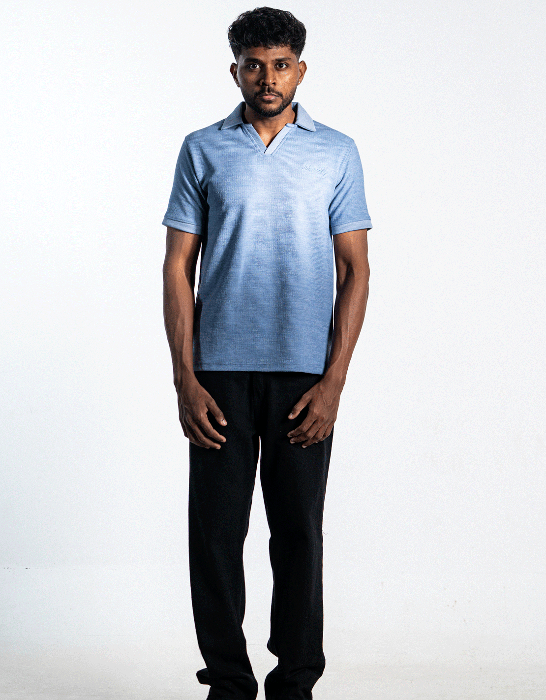 Polo T-shirt | Identity Is Everything | Dusty Blue