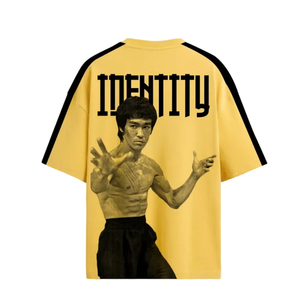 oversized yellow tshirt with bruce lee print 