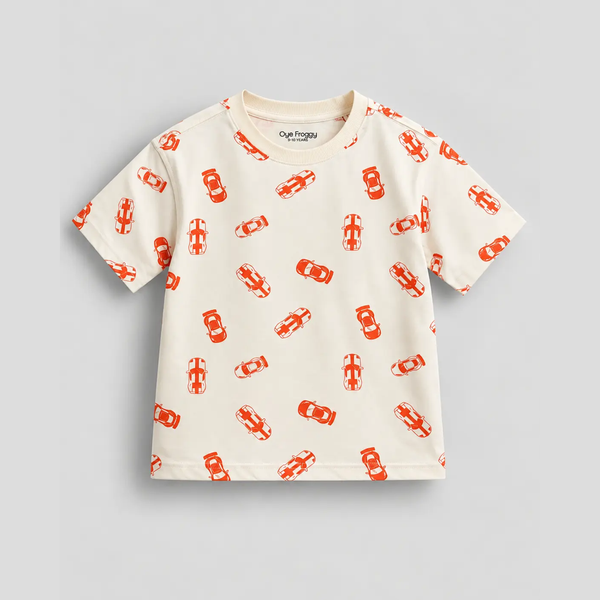 Car | Kids Oversized T-shirt | Offwhite