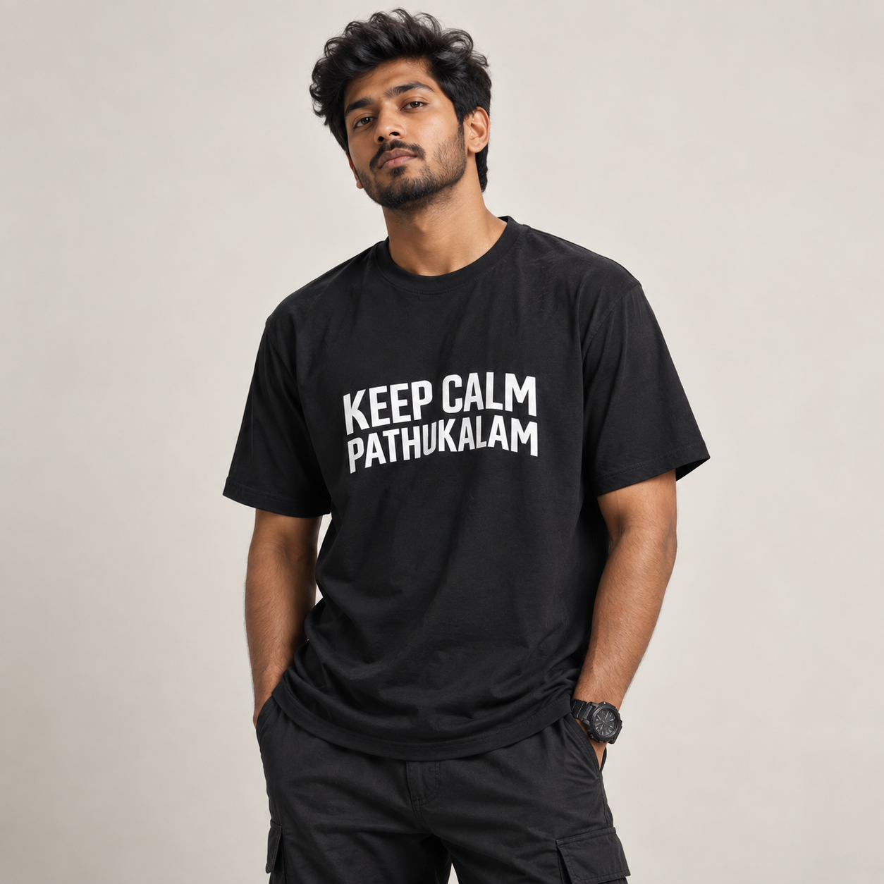 Keep Calm Pathukalam | Regular Fit | Black