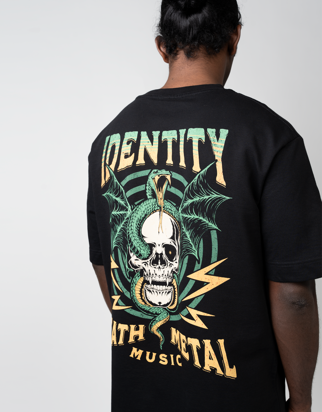 death metal music black oversized t-shirt identity
