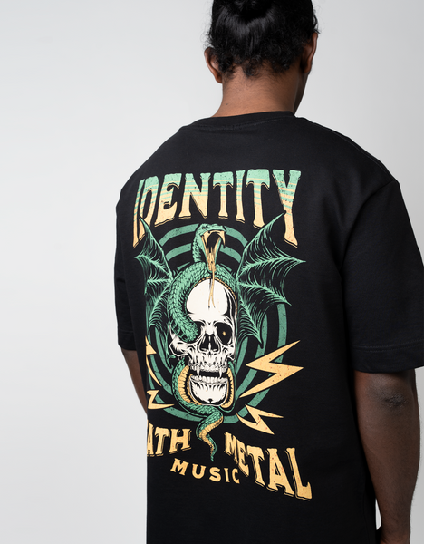 death metal music black oversized t-shirt identity