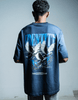 Peace Dove oversized blue t-shirt with cold processed dyeing finish