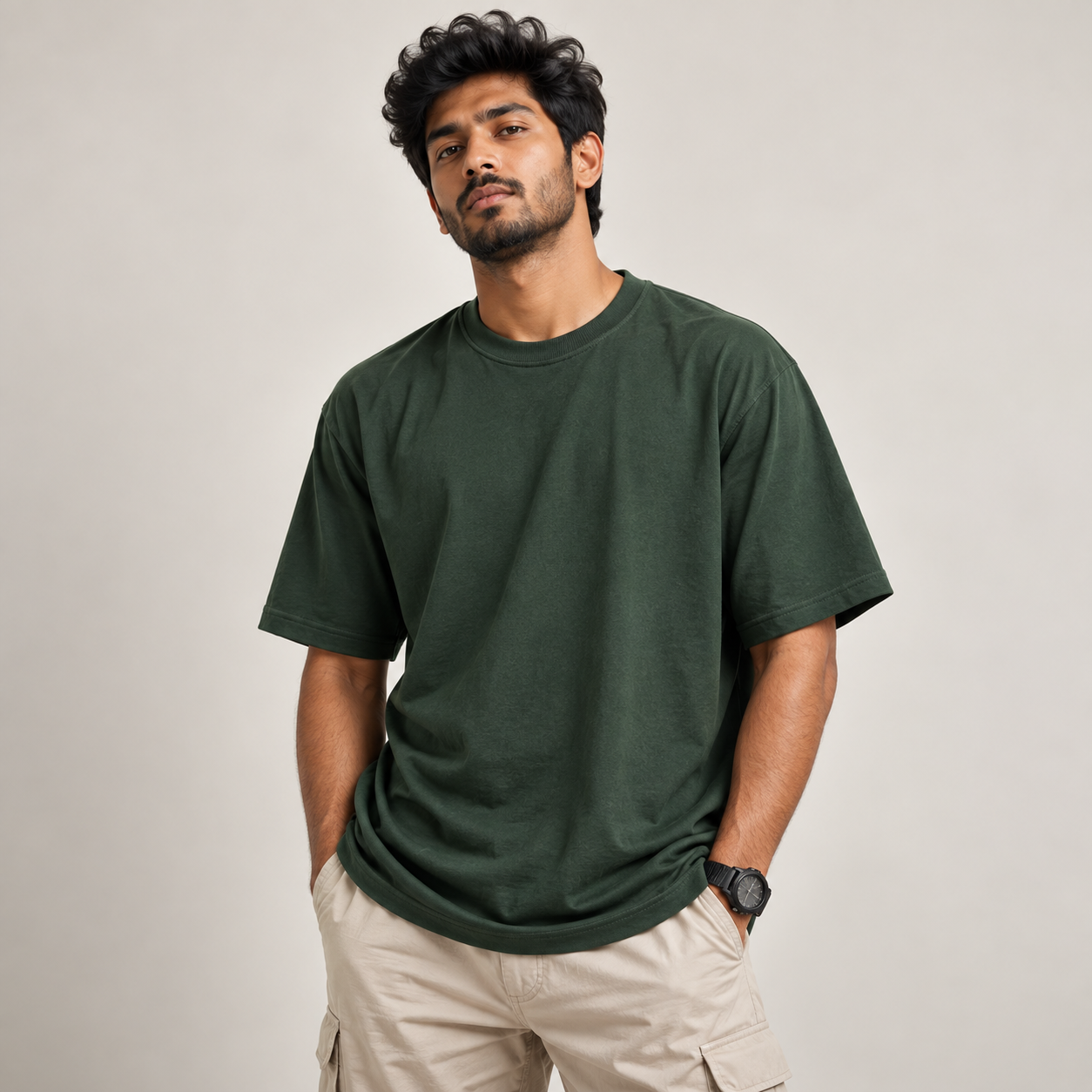 Green oversized plain tshirt