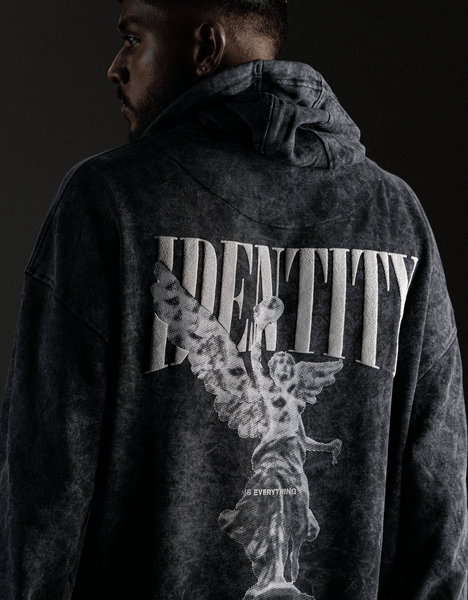 Angel Grey - Drop Shoulder Hoodie Black | Optic Wash