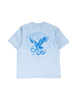 Ice eagle oversized light blue tshirt with pigment and flock print identity