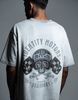 Identity Motors oversized light grey t-shirt with cold processed dyeing and 'Identity Is Everything' design