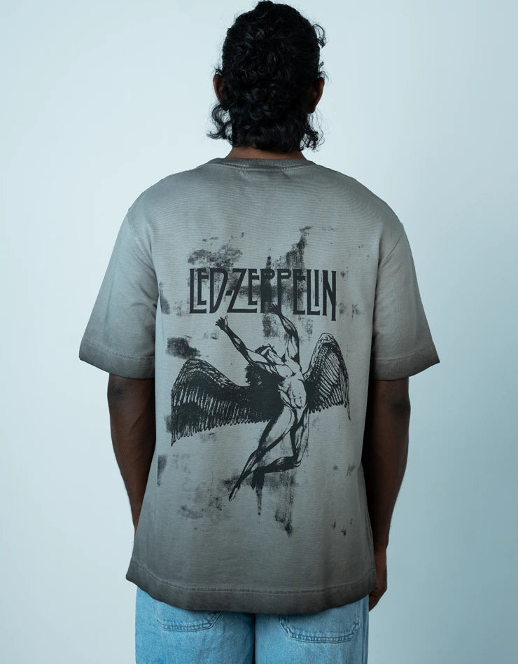 Led Zeppeline Rockband Identity Is Everything Oversized T-shirt Grey