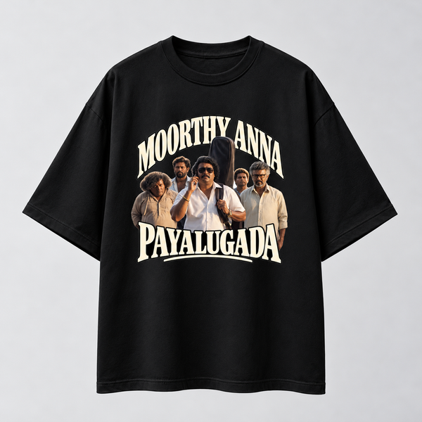 Moorthy Anna | Oversized T-shirt | DTF Print | Black
