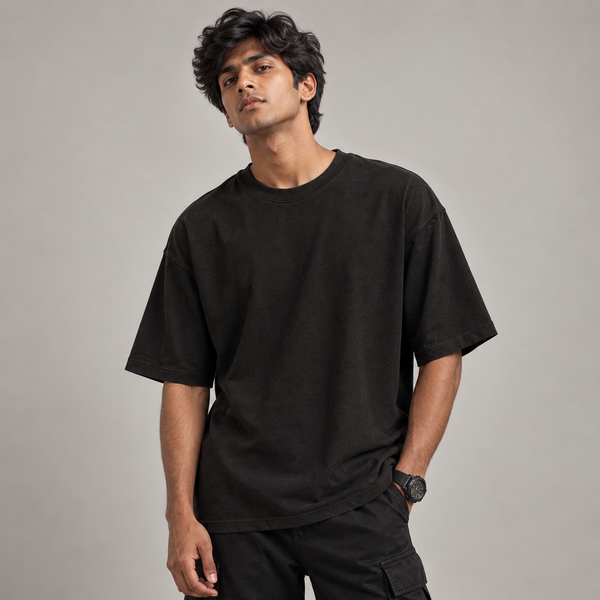 Black oversized plain t-shirt