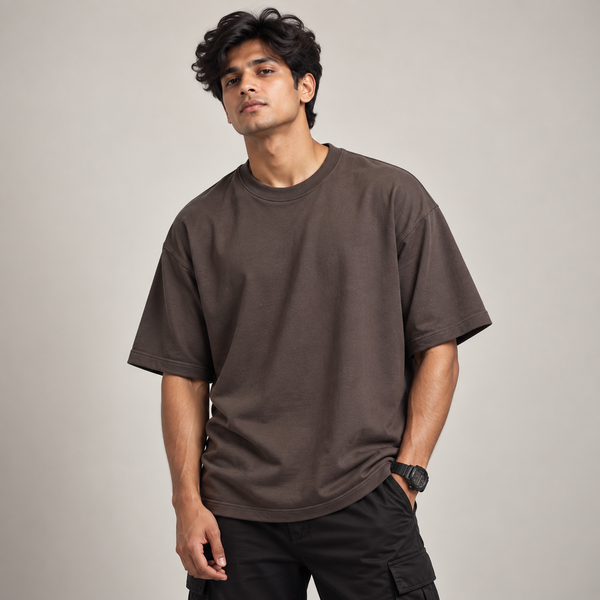 brown oversized plain t-shirt