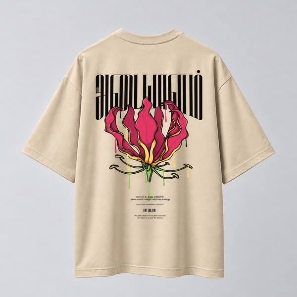 Senganthal Poo | Oversized T-shirt | DTF Print | Beige