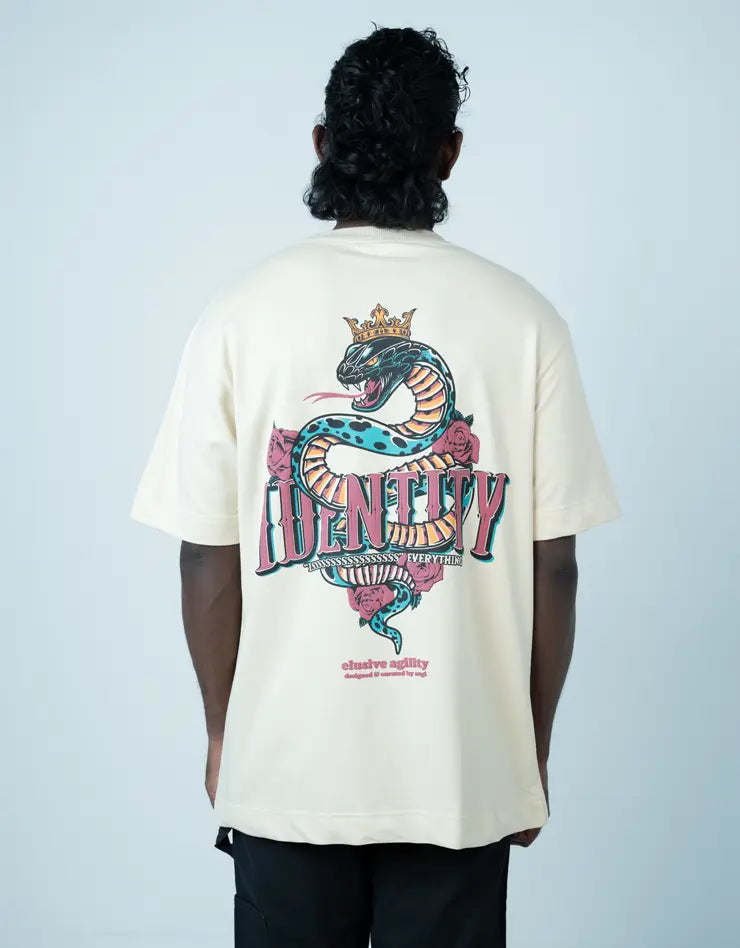 snake oversized offwhite tshirt by angi clothing