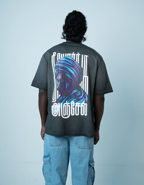 Bharathi quote oversized black tamil tshirt by angi clothing