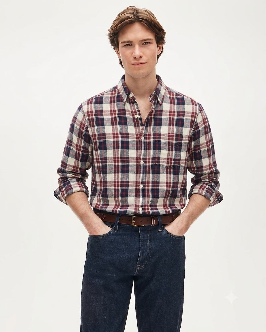 Checked Shirt | Identity | White & Red