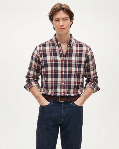 Checked Shirt | Identity | White & Red