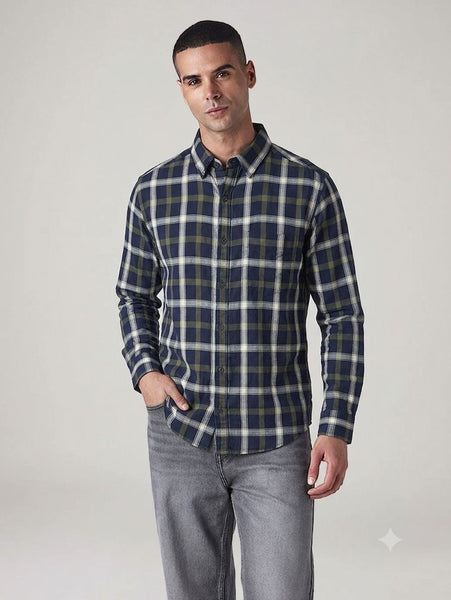 Checked Shirt | Identity | Navy Blue & Green
