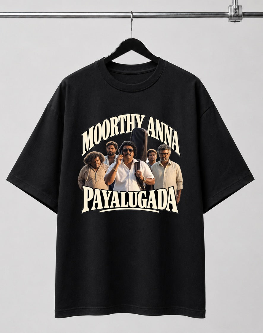 Moorthy Anna | Oversized T-shirt | DTF Print | Black