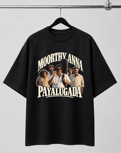 Moorthy Anna | Oversized T-shirt | DTF Print | Black