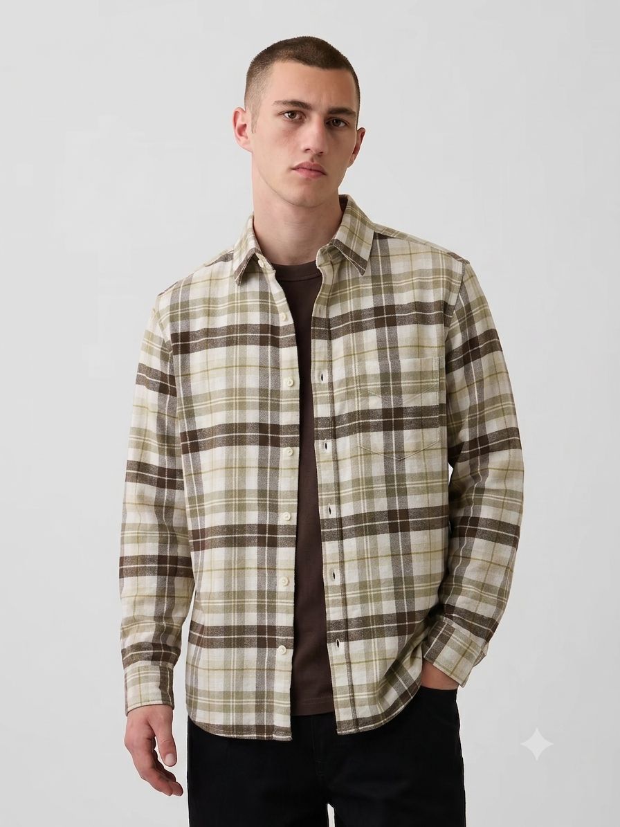 Checked Shirt | Identity | Beige & White