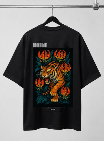 Adaiyalam Puli | Oversized T-shirt | DTF Print | Black