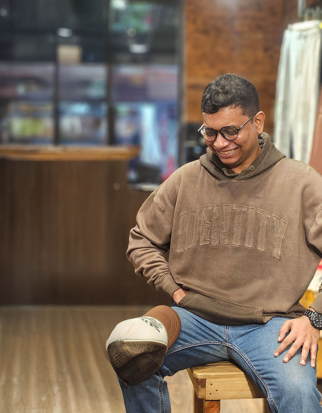 Identity Applique | Drop Shoulder Hoodie | Brown