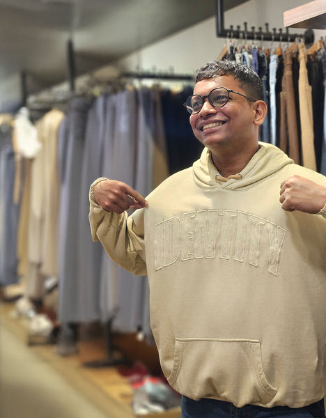 Identity Applique | Drop Shoulder Hoodie | Beige